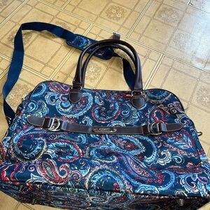 Chaps by Ralph Lauren Paisley Travel Bag with Brown Accents